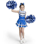 Spooktacular Creations Halloween Girl Cheerleader Costume, Blue Cheer Uniform Set, Cute Cheerleading Outfit with Accessories for Halloween Dress-Up, High School Themed Party (Large, 10-12 yrs)
