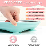 Stainless Steel Toddler Plates Silicone Suction,3 Packs Non-Slip Baby Plates,Divided Portion,Food-Grade Silicone Plate for Kids,LEAD-FREE Dishwasher Safe,Grey Mint Green Pink