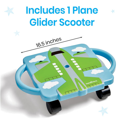 hand2mind Green Plane Glider Scooter Board, Floor Scooter Board, Gross Motor Toys, Kids Exercise & Physical Education Equipment, Playground Toys, Indoor Active Play, Toddler Outdoor Activities