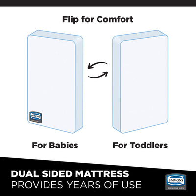 Beautyrest Silver Slumber Nights Dual Sided 2-Stage Crib Mattress and Toddler Mattress - GREENGUARD Gold – Waterproof - Plant Based Soy Foam Core, Grey
