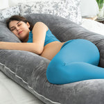 QUEEN ROSE Pregnancy Pillow, U Shaped Full Body Pillows for Sleeping Support, 65 Inch Maternity Pillow for Pregnant Women, Dark Grey