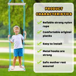Wooden Swing-Skateboard Swing for Kids,3-in-1 Standing Swing, Exercise Balance and Body Coordination，Tree Swing for Outdoor (Blue Rope)