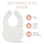 Comfy Cubs Muslin Bibs for Babies, (Pack of 8) - Soft and Highly Absorbent, Feeding, Drool and Teething Bib, Adjustable Snaps - Stylish & Colorful Unisex Designs, Giftable Set - (White)