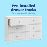 Graco Teddi 6 Drawer Double Dresser (White) – GREENGUARD Gold Certified, Interlocking Drawer System, Pre-Installed Drawer Tracks, Includes Two Sets of Knobs for Personalization