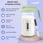 Masontops Breast Milk Storage Kit - 24oz Airtight Mason Jar with Handle, Marker & Stick-on Thermometer for New Moms