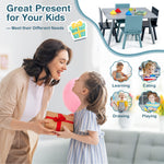 Costzon Kids Table and Chairs, 5 Pieces Desk Set with Toys Bricks for Playing, Dinning, Drawing, Toddler Table and Chair Set for 3-7 Years Old Boys Girls