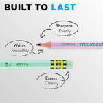 Ticonderoga® Pastel Pencils, 2 Soft, Assorted Colors, Pack Of 10 Pencils