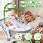 Playix Baby Crib Mobile with Music and Lights, Nursery Baby Mobile for Crib Bassinet with Remote Control, Rotation, Starlight Projection, Crib Toys for Babies Boys Girls Green