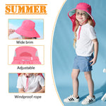 Aenmt Kids Sun Hats UPF 50+ Sun Protection Hat for Kids with Neck Flap Adjustable Large Brim Beach Fishing Hat for Age 3-12 Red