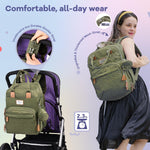 RUVALINO Diaper Bag Backpack, Multifunction Travel Pack Maternity Baby Changing Bags, Large Capacity, Waterproof, Olive Green