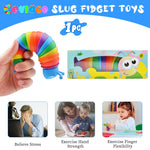Cevioce Fidget Slug Toy, Sensory Slug Fidget Toys for Kids & Adults, 1 PC Autism Sensory Toys for Children Toddlers, Toddler Toys 3+ Year Old, Easter Basket Stuffers Gifts for Kids Boys Girls E