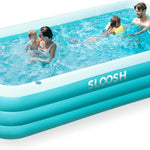 SLOOSH Inflatable Swimming Pool with Seats, 120" x 72" x 22" Full-Sized Blow Up Durable Thickened Above Ground Family Pool for Summer Water Party Backyard Garden Lawn,Cyan