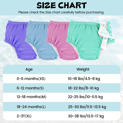 HECCEI Baby Swim Diapers (Green, 12-18 Months)