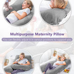 Meiz Pregnancy Pillow, U Shaped Pregnancy Body Pillow with Zipper Removable Cover (Gray- Velvet)