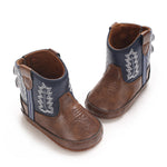 Karwuiio Toddler Baby Boys Girls Western Cowboy Boots First Walker Crib Shoes Soft Sole Non-Slip Moccasins Bootie (Dark Blue, 6-12 Months)