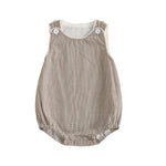 Kuriozud Unisex Newborn Baby Boy Girl Summer Clothes Sleeveless Bubble Romper Jumpsuit Overall Shorts Infant Clothing (Plaid Khaki, 3-6 Months)