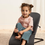 BabyBjörn Bouncer Balance Soft, Dark Gray, Woven/Jersey, Tri-Fabric | 2-in-1 Adjustable Baby Bouncer Seat and Toddler Chair, Newborn to Toddler (8-29 lbs), 4 Positions, Lightweight & Portable