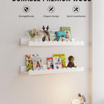 Nursery Book Shelves, 4-Pack White Floating Shelves for Wall Kids, Scalloped Shelves, Wall Book Shelves for Bedroom Kids, Toddler Room, Baby Room, Nursery Decor