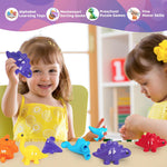 CZTCDP ABC Dinosaur Learning Toys for Toddlers Double-Sided Dinosaurs Matching Game Fine Motor Skills Sensory Toy,13PCS Montessori Preschool Educational Toy Gift for 3+Years Old Boys and Girls