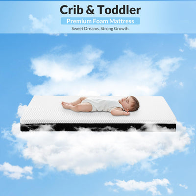 Crib Mattress, 52 x 27 Dual-Sided Memory Foam Baby and Toddler Mattress, Triple Layer Toddler Bed Mattress with Waterproof, Breathable, Removable Machine Washable Cover, Baby Mattresses for Crib