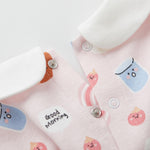 pureborn Baby Girls Bodysuit Peter Pan Collar Bubble Romper Long Sleeve Cotton One-Piece Outfit Bread Milk 0-3 Months