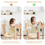 TOTIDYH Toddler Booster Seat for Dining Table, Non-Slip Kitchen Chair Booster Cushion with Backrest and Adjustable Straps, Portable PU Waterproof Travel Baby Booster Seat Increasing Cushion