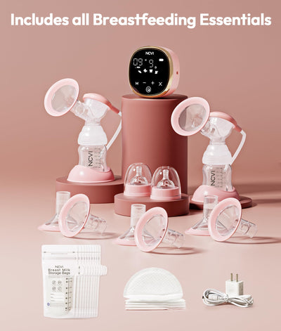 NCVI Electric Breast Pump 8782, Portable Hospital-Grade Double Pump with 4 Modes & 9 Levels, Anti-Backflow, Rechargeable Quiet Breastfeeding Pump for Efficient Comfortable Use at Home, Work or Travel