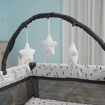 Pamo Babe Portable Playard,Sturdy Play Yard with Padded Mat and Toy bar with Soft Toys