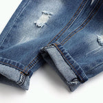 KIDSCOOL SPACE Baby Girl Boy Jeans,Little Kid Elastic Band Inside Ripped Denim Pants,Light Blue,6-12 Months