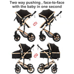 2 in 1 Baby Stroller with Bassinet, Reversible Convertible Infant Bassinet Stroller of One-Click Folding, Newborn Travel Strollers Toddler Standard Pram Carriage Lightweight (Black)