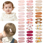 CÉLLOT 42Pcs Baby Hair Clips, Infant Girl Hair Accessories, 1.5" Mini Hair Clips, Printed Anti-Slip Snap Barrettes, Waterdrop Design Hairpins, Toddler Girl Hair Accessories（A）