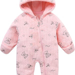 Fairy Baby Newborn Baby Bear Onesie Thin Fleece Footie Romper Snowsuit Hooded Jumpsuit Bodysuit Winter Outwear Boy Girl 0-12M