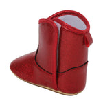 ESTAMICO Baby Girls Shiny Leather Boots, Red, 18-24 Month Toddler