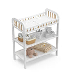 Storkcraft Pasadena Changing Table with Water-Resistant Changing Pad (White with Driftwood) - GREENGUARD Gold Certified, Includes Bonus Water-Resistant Changing Pad with Safety Strap, 2 Open Shelves