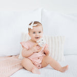 Pearhead Floral Bunny Wooden Baby Teething Ring, Natural Wood & Plush Infant Teether Rattle, BPA-Free Newborn Gum Soother, Easy-Grip Sensory Toy, 0 Months+