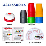 Pairez Toys Quick Stacking Cups Game for Kids - Classic Matching Speed Cup With 24 Cards & 30 Cups - Parent-Child Interactive Family Game for Party or Travel