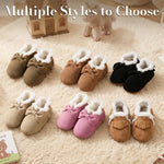 HONGTEYA Baby Moccasins with Fur Fleece Rubber Soles Warm Snow Boots Leather Baby Shoes for Boys Girls