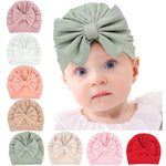 QandSweat 0-24 Months Newborn Girls' Hats Cotton Linen Cap Infant Big Bow Hat Baby Shower(8 Pack)