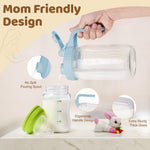 AoeJarry Breast Milk Pitcher with Leak Proof Flip Cap & Pour Spout, 32 oz Wide Mouth Mason Jars for Breast Milk Storage Container, Glass Picther with Lid for Cold Brew Coffee, Sun Tea, Juices, Pink