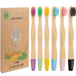 NUDUKO Kids Toothbrush Bamboo Toothbrushes 6 Pack - Organic Compostable Tooth Brush Wooden Baby Toddler Toothbrush, Eco-Friendly Natural Biodegradable Soft Bristle Toothbrush for Children