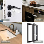Flowden Childproof Door Lever Lock Prevents Toddlers Pets from Opening Doors, No Drill Tool Needed Easy to Instal, Child Safety Locks for Doors, Windows, washrooms (Black, Pack, 4)
