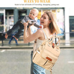 Diaper Bag Backpack, Large Capacity with Insulated Pockets Travel Water-Resistant Baby Bag for Mom Dad with Magnetic Buckle, Khaki