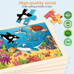 Wooden Puzzles for Kids Ages 4-6, 24 Piece Animals Puzzles for Toddlers,Jigsaw Puzzles for Kids Ages 3-5, Preschool Educational Puzzles Board Toys Gifts for Boys and Girls 3 4 5 6 Years Old