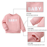 SOBOWO Pink Sweatshirt Toddler Baby Girl Sweatshirt White Fleece Letter Print Long Sleeve Pullover Hoodie Tops Fall Winter Clothes(Pink/White, 12-18 Months)