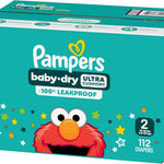 Pampers Diapers - Baby Dry - Size 2, 112 Count, Absorbent Disposable Infant Diaper (Packaging May Vary)