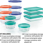 Pyrex Simply Store (12-Pack) Glass Food Storage Containers Set, (1, 2, & 3 Cup) Meal Prep Containers With BPA-Free Lids, Dishwasher & Microwave Safe