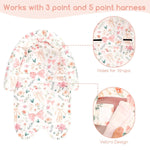 Baby Car Seat Head Support for Newborn, GFU 2 in 1 Infant Car Seat Head Body Support with Strap Pads, Soft Stroller Cushion Pillow Insert for Girls, Fits for Stroller, Swing, Pink Floral