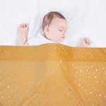 Donsonny Baby Blanket for Boys Girls Soft Minky with Double Layer Dotted Backing, Star and Moon Printed 30 x 40 Inch Receiving Blanket (Ginger)