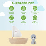 PlanToys Sailing Boat Seal - Bath Toy - Water Toy Children - Bath Toy Baby from 1 Year - Set with Sailing Boat and Removable Seal