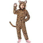 GIFTINBOX Leopard Costume Kids, Zip-Up Hooded Onesie Girls Costume, Cat Costume for Girls Dress Up, Halloween Animal Costumes for Kids 5 6 7 8 9 10 11